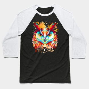 Owl Water Color Art Design Bird Baseball T-Shirt